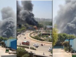 गाजियाबाद के गौर चौक बाजार में भीषण आग, शॉर्ट सर्किट की आशंका