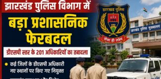 झारखंड पुलिस विभाग में प्रशासनिक फेरबदल, कई अधिकारियों के हुए तबादले