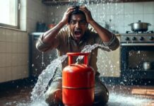 LPG सिलेंडर में गैस की जगह पानी, ग्राहक को लगा हजारों का झटका, वायरल हुआ वीडियो Water Pours Out of Gas Cylinder; Loss of ₹2,500; People Left Stunned After Watching Video