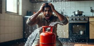 LPG सिलेंडर में गैस की जगह पानी, ग्राहक को लगा हजारों का झटका, वायरल हुआ वीडियो Water Pours Out of Gas Cylinder; Loss of ₹2,500; People Left Stunned After Watching Video