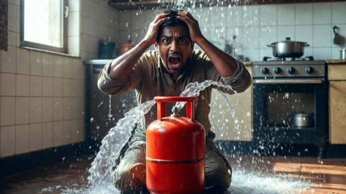 Water Pours Out of Gas Cylinder; Loss of ₹2,500; People Left Stunned After Watching Video Water Pours Out of Gas Cylinder; Loss of ₹2,500; People Left Stunned After Watching Video