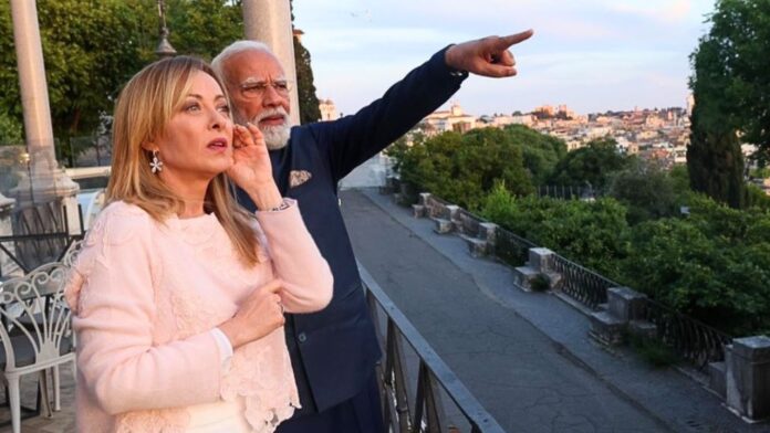 PM Modi PM Meloni PM Modi PM Meloni
