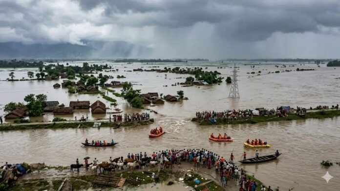 Untitled design (61) Flood threat rises in Bihar due to heavy rain in Nepal rivers in spate, high alert issued