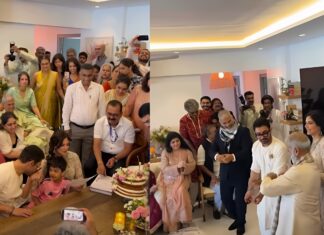 रोमांटिक अंदाज में नजर आए आमिर खान, गौरी को किया Kiss, सोशल मीडिया पर छाया वीडियो Aamir Khan showers love on Gauri kisses the new bride video goes viral