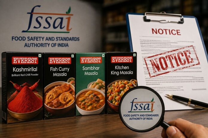 Everest FSSAI notice Hing 4 spices quality labeling violation Everest FSSAI notice Hing 4 spices quality labeling violation