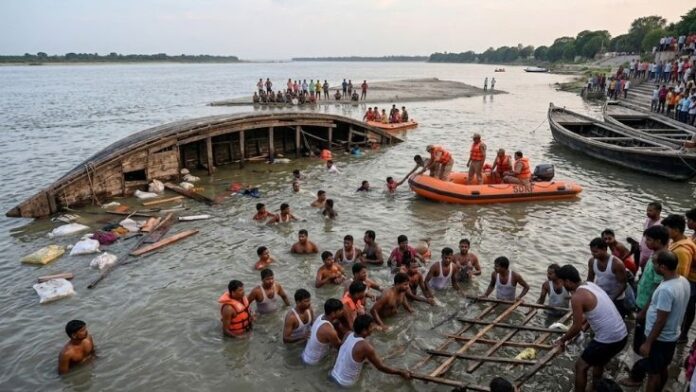 Bhagalpur ganga boat accident 19 workers rescued 2 missing SDRF rescue Bhagalpur ganga boat accident 19 workers rescued 2 missing SDRF rescue