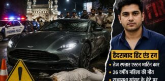 हैदराबाद में तेज रफ्तार एस्टन मार्टिन कार ने मारी 26 वर्षीय महिला को टक्कर, राज्यसभा सांसद के बेटे पर केस दर्ज Hyderabad Aston Martin fatal accident