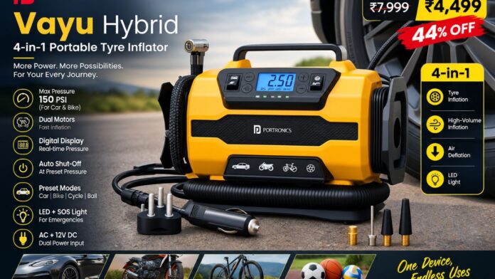 inflate tires this device performs multiple tasks Portronics Vayu Hybrid launched