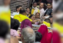 बांके बिहारी मंदिर में श्रद्धालुओं से मारपीट, वीडियो वायरल