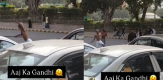 सफेद धोती, हाथ में लाठी और पीछे पुलिस, दिल्ली में 'गांधी जी' की दौड़ का वीडियो वायरल