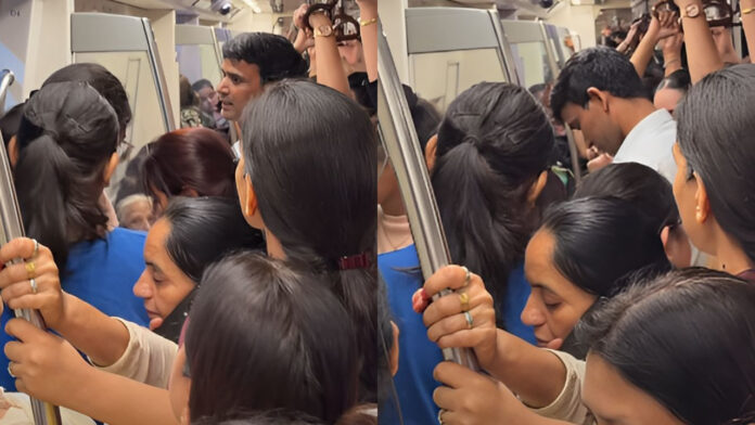 दिल्ली मेट्रो के वुमन कोच में घुसा पुरुष, सिक्योरिटी भी नहीं करा पाई बाहर! वीडियो वायरल
