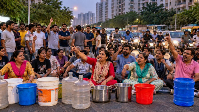 गुरुग्राम में बिजली संकट से हाहाकार, पानी के लिए तरसे परिवार; सड़क पर उतरे लोग
