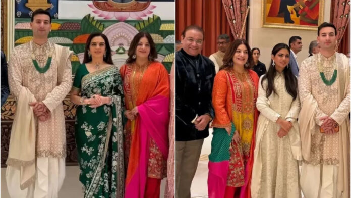 दिवाली से पहले नीता अंबानी का हरी सिल्क साड़ी में दिखा ग्रैंड लुक, ईशा अंबानी के ऑफ व्हाइट लुक ने भी लूटी महफिल