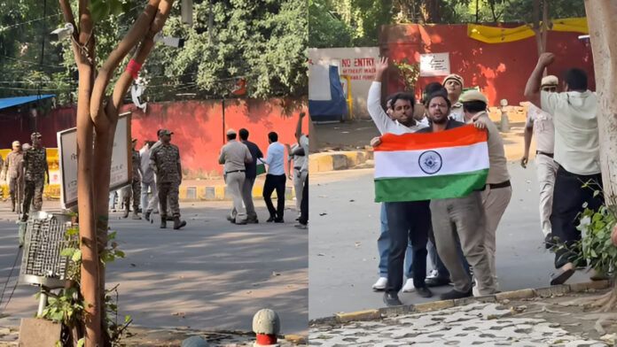 जंतर-मंतर पर फिर हंगामा! गेट कूदकर अंदर पहुंचे सौरव दास और आशुतोष रांका, दिल्ली पुलिस ने लिया हिरासत में