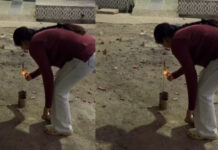 दिवाली पर लड़की ने रॉकेट को मारी लात, पलटकर उसी की तरफ आया पटाखा; वीडियो देख नहीं रुकेगी हंसी